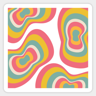 Colourful Blob Waves Abstract Pattern in Light Orange Cream Pink Blue Sticker